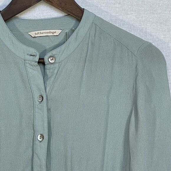Soft Surroundings Blouse Top Women Size XSP Green 3/4 Sleeve Style# 38823 - Picture 4 of 13